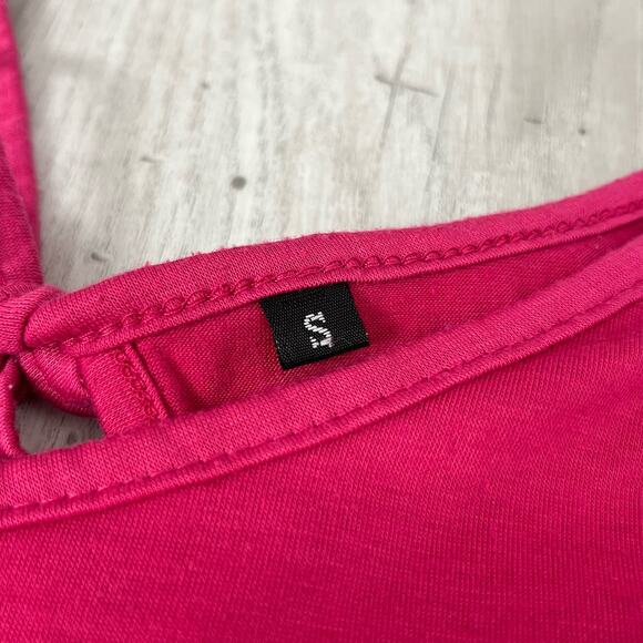 Short Sleeve Pink Dolman Sleeve Cold Shoulder Tie Back Key Hole Scoop Neck Small - Picture 5 of 11